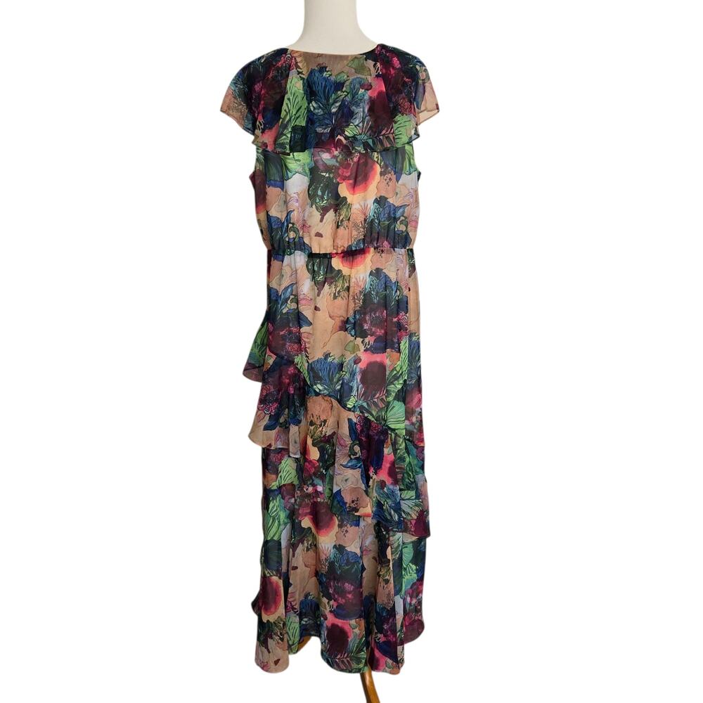 Soft Surroundings Ambrosia Floral Maxi Dress Tiered Ruffle Boho Women Large - Picture 4 of 12